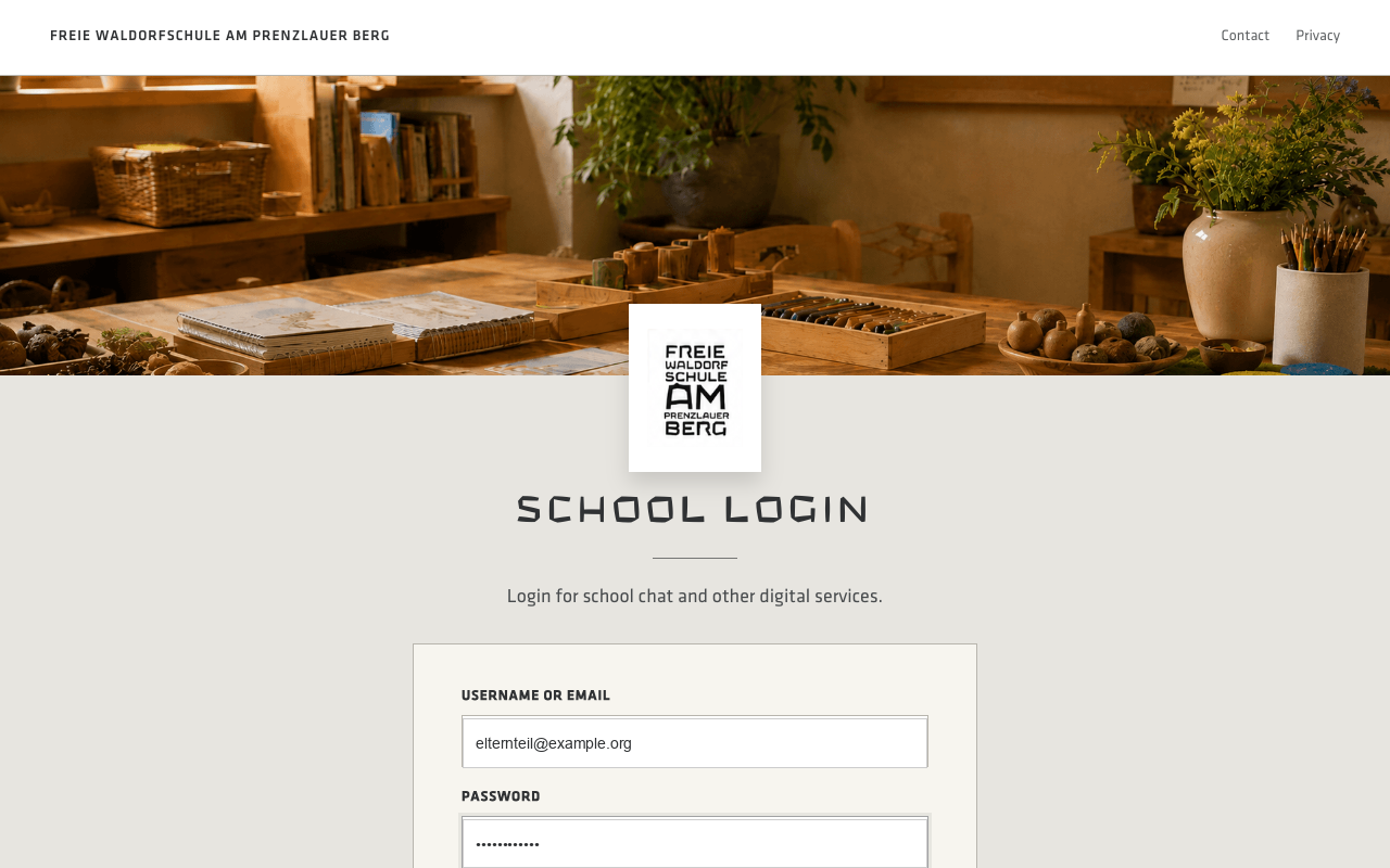 Login page with email entered and password field filled with masked text